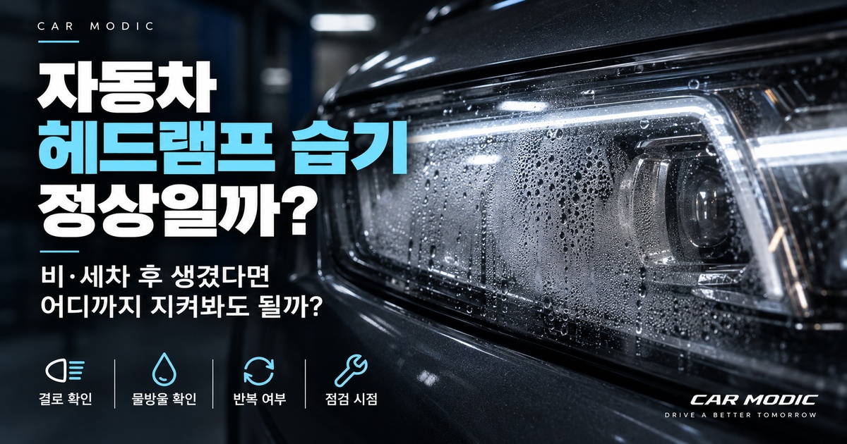 자동차 헤드램프 습기, 비·세차 후 생겼다면 정상일까?